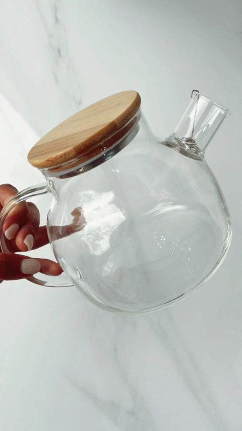 JARRA DE VIDRIO TAPA BAMBOO 1.1l