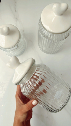 FRASCO L DE VIDRIO TAPA CORAZON CERAMICA - comprar online