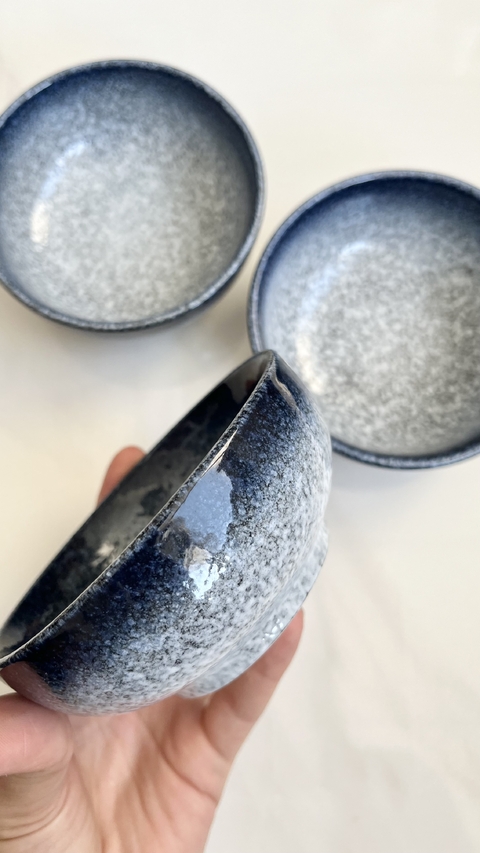 Cuencos x 2 de Ceramica Cristobal - Azul Jaspeado - comprar online