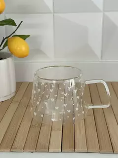 Taza doble vidrio cuore Blanca 400 ml GRANDE - comprar online