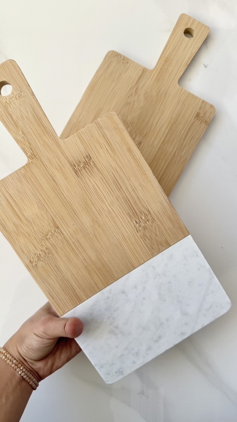 TABLA DE MARMOL Y BAMBOO RECTANGULAR L - comprar online