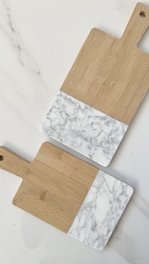 TABLA DE MARMOL Y BAMBOO RECTANGULAR S - comprar online