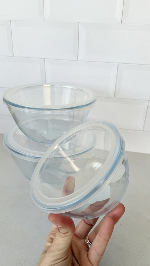 Bowl Buri S de vidrio con tapa plastica - comprar online