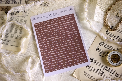 Cartela Frases Vintage MARROM | SpecialHandmadeThings