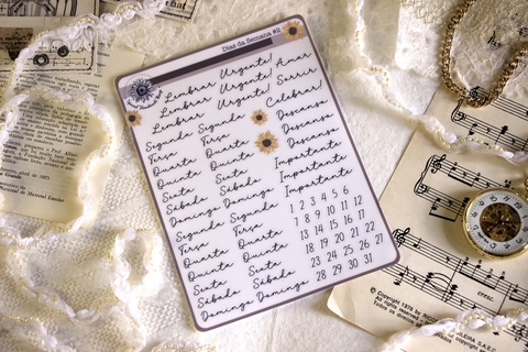 Cartela Dias da Semana #2 transparente | Special Handmade Things