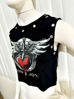 Maxi Cropped Bon Jovi Costas Nua Correntes - loja online