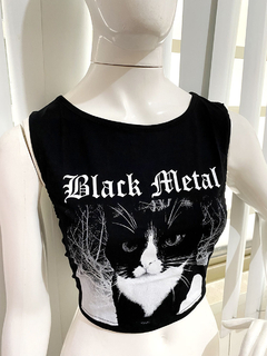 Cropped Black Metal Cat - comprar online