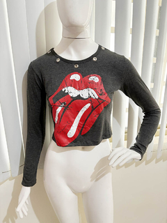 Cropped Manga longa Rolling Stones