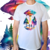 Camiseta masculina/unissex Ufo com pessoas embaixo