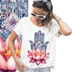 Mão de Hamsa com flor de lótus