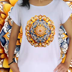 Babylook - Mandala laranja e azul