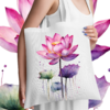 Ecobag flor de lótus aquarela