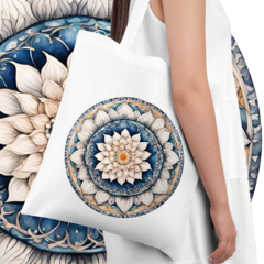 Ecobag Mandala com flor branca