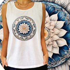 Mandala marinho com flor branca - comprar online