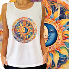 Mandala sole lua em aquarela na internet