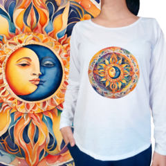 Mandala sole lua em aquarela - Elementarium | Vista a mudança que deseja ver no mundo!