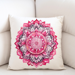 Capa de almofada - Mandala cor de Rosa com pétalas