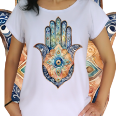 Babylook Hamsa em aquarela olho marinho