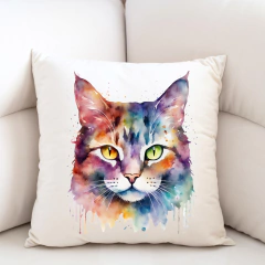 Capa de almofada - Gato colorido