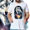 Camiseta masculina/unissex Lobo Luar laranja