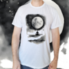 Camiseta masculina/unissex Meditando no luar