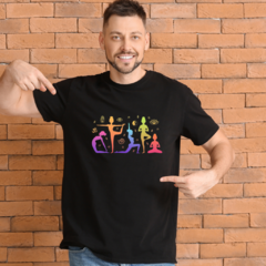 Camiseta Unissex postura de yoga em algodão orgânico Preta na internet