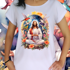 Babylook Jesus beija flores em aquarela 2 - comprar online