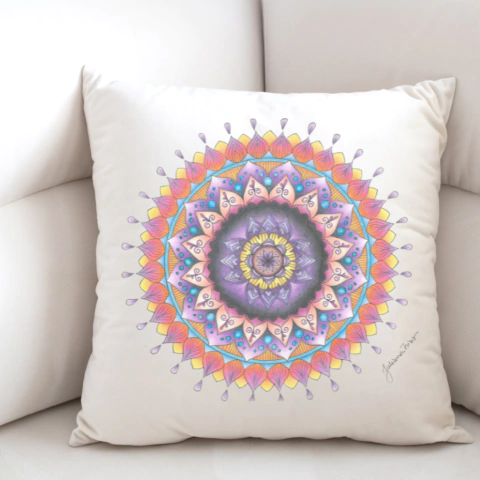 Capa de almofada - Mandala da Transmutação - Desenhista Juliana Nísio