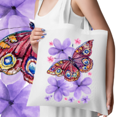 Ecobag Flores e borboleta - comprar online