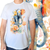 Camiseta masculina/unissex Elefante com flor laranja