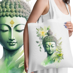 Ecobag Buda verde oliva em aquarela