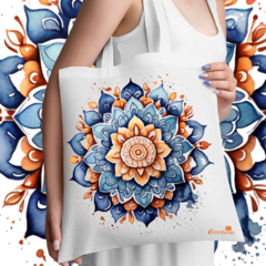 Ecobag Mandala Azul e laranja 2