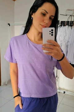 Cropped em algodão estonado Lavanda