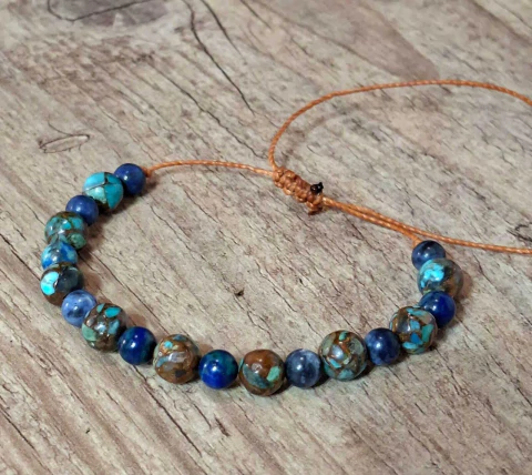 Pulseira/Tornozeleira Lápis-Lázuli & Turquesa Imperial ✨ - comprar online