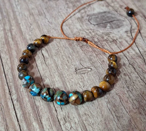 Pulseira/Tornozeleira Olho de Tigre e Jaspe – Proteção, Equilíbrio e Energia da Terra - comprar online