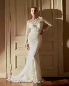 3709 VESTIDO LONGO MIX DE RENDA E TULE - comprar online