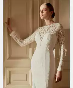 3709 VESTIDO LONGO MIX DE RENDA E TULE - loja online