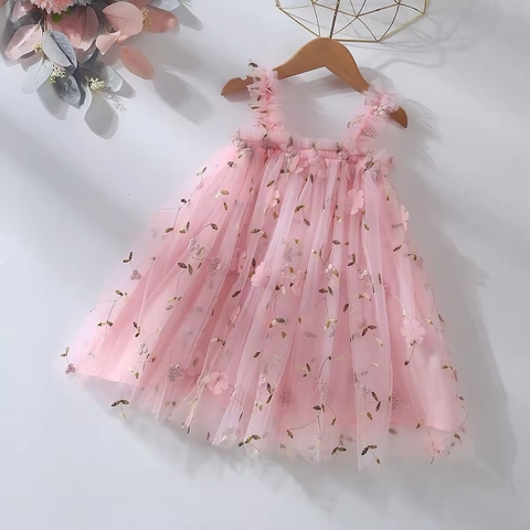 Vestido Camelias rosado