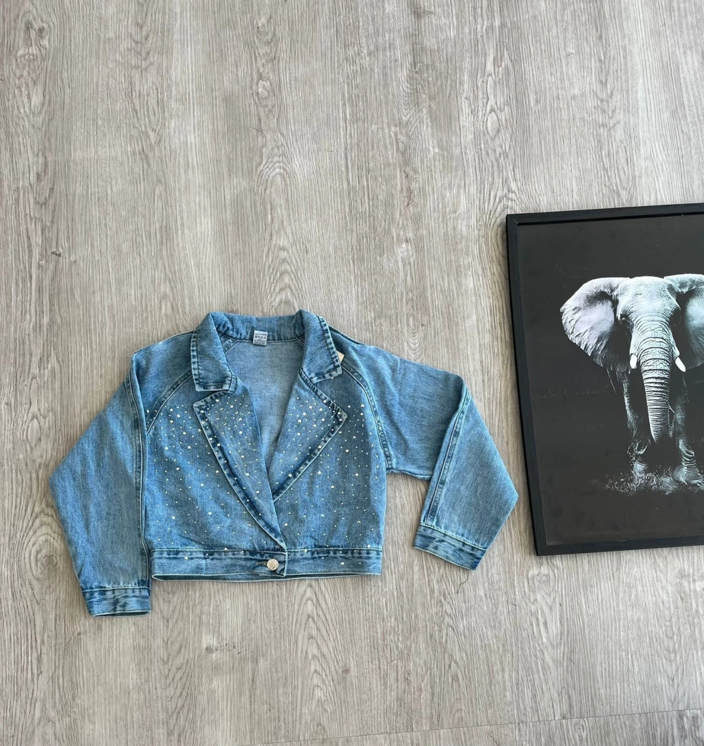 Chaqueta jeans strass niña