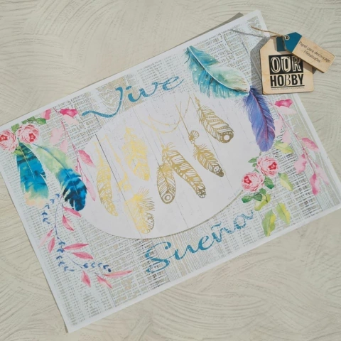 Papel decoupage metalizado A4 007