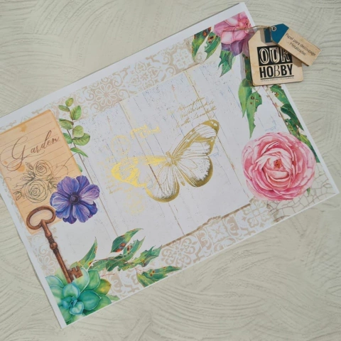 Papel decoupage metalizado A4 024