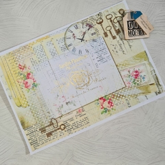 Papel decoupage metalizado A4 039