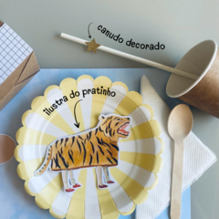 Kit Canudinho decorado com ilustra do pratinho - Mesa posta