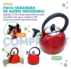 Pava Silbadora de acero inoxidable, grande, 2,5 litros, 11665 en internet