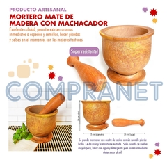 Mortero Mate de madera algarrobo Grande, con machacador, 11822 - comprar online