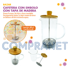 Cafetera con embolo, Prensa francesa, con tapa de madera, 600 ml, 11900 - Compranet