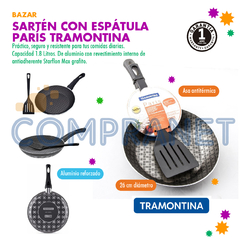 Sartén con espátula París Tramontina, 26 cm con aluminio y Teflón, 11943 en internet