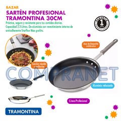 Sartén Profesional Tramontina, 30 cm Profesional Antiadherente, 11960 - Compranet