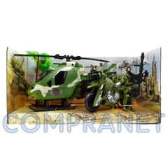 Set Soldados con Helicóptero y Moto 11327