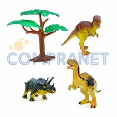 Kit de Dinosaurios x 3 en caja. Incluye: 3 dinosaurios diferentes + 1 árbol. 10391 - tienda online
